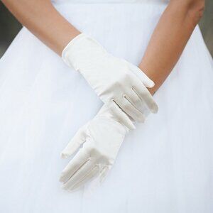 NEW Ivory Satin Gloves Bridal Dressy Fashio